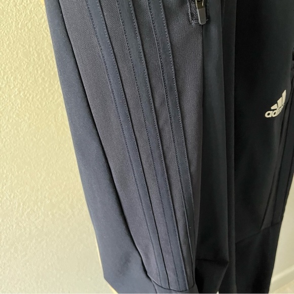ADIDAS sz S Navy Blue Pants DX9149 3 Stripes Elastic Waist Ankle Zipper - Picture 6 of 12